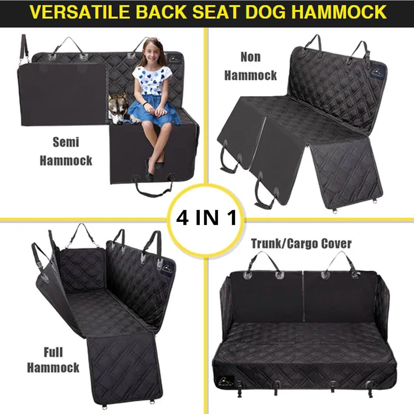 XL Dog Seat Covers Premium Unique Mesh Design & Entire Car Protection-Doors,Headrests & Backseat. Zippered Side Flap, Waterproof Pet Seat Cover + Seat Belt & 2 Headrest Protectors